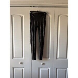 Spanx Women's Size Medium Black High Waisted Faux Leather Leggings